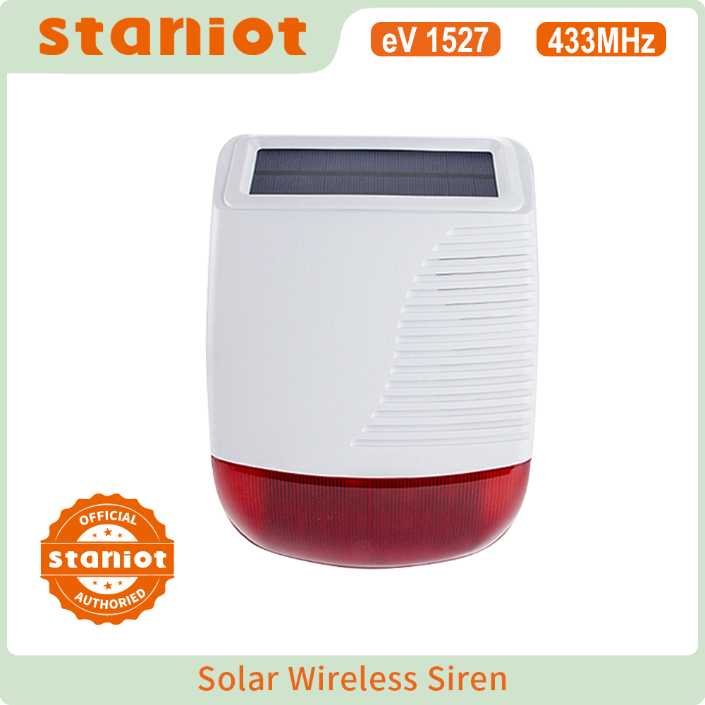 Home Security Lights - Staniot ไร้สายกลางแจ้งพลังงานแสงอาทิตย์ Strobe ไซเรน 433MHz กันน้ําไซเรนเดซิเบลสูงพร้อมแฟลชสําหรับ