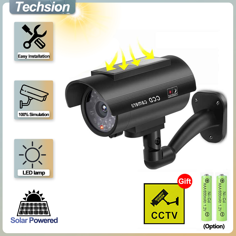 Home Security Lights - แผงเซลล์แสงอาทิตย์จำลองกล้องวงจรปิด, กล้องปลอมกลางแจ้ง, กล้องวงจรปิดอะนาล็อกกันน้ำ, จอภาพ Bullet LED