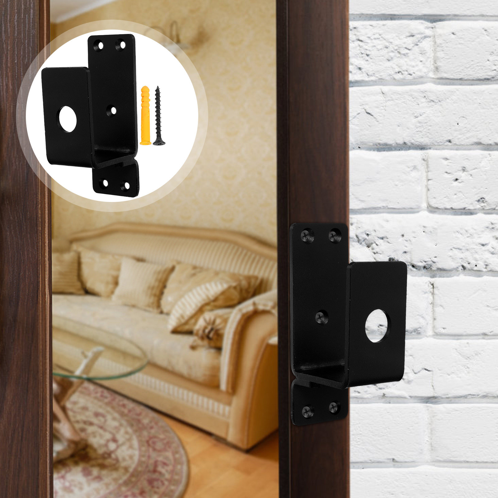 Home Security Bars - ชุดอุปกรณ์ยึดราวกั้นประตูแบบหนัก รูปตัวยู ทำจากโลหะ สำหรับใช้กับประตูหน้าบ้าน โรงรถ อพาร์ทเมนต์