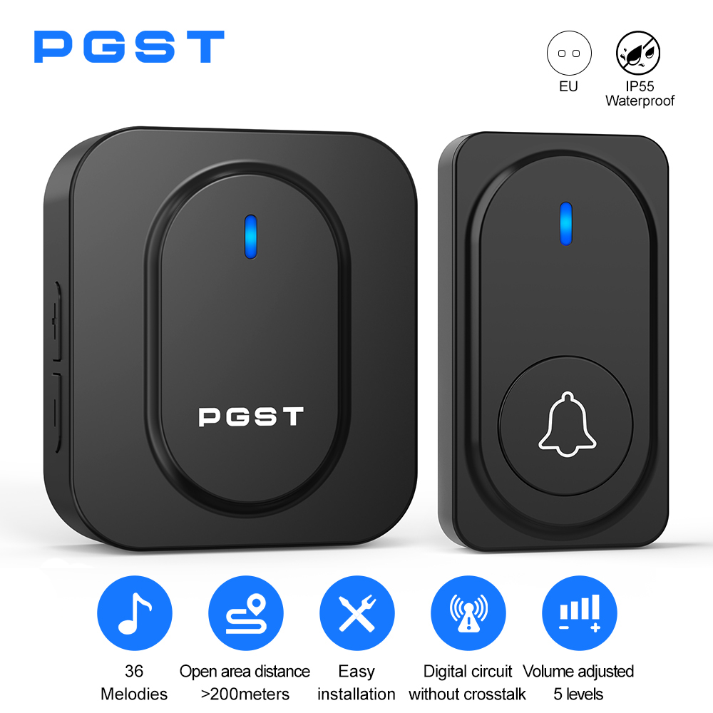Home Security Lights - PGST กริ่งประตูไร้สาย 36 เสียงเรียกเข้า ไฟ LED