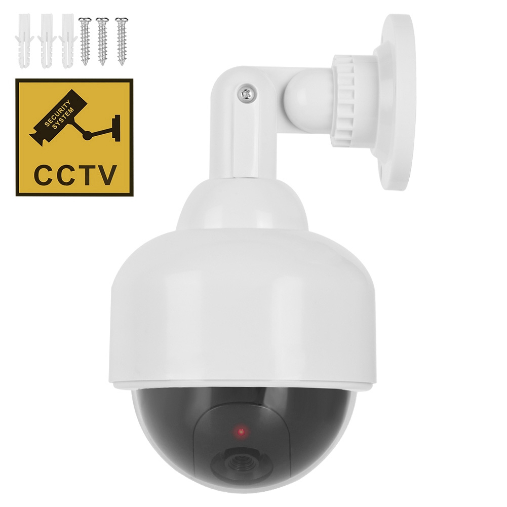 Home Security Lights - กล้องปลอมกันน้ำ กล้องวงจรปิดจำลองเหมือนจริง พร้อมไฟ LED สีแดงกระพริบ ติดตั้งง่าย