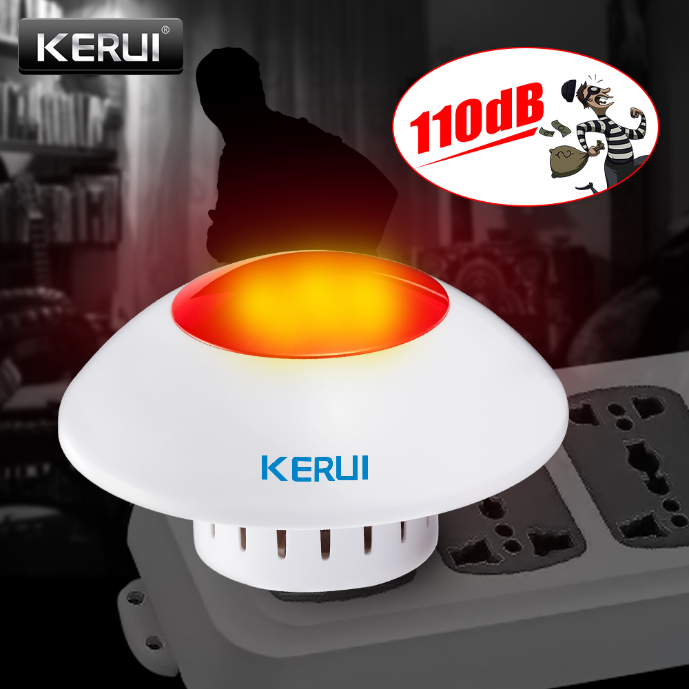 Home Security Lights - KERUI J009 Loud ไซเรนในร่มไร้สายกระพริบไซเรนฮอร์นปลุกแสงสีแดง Strobe ไซเรนสําหรับ