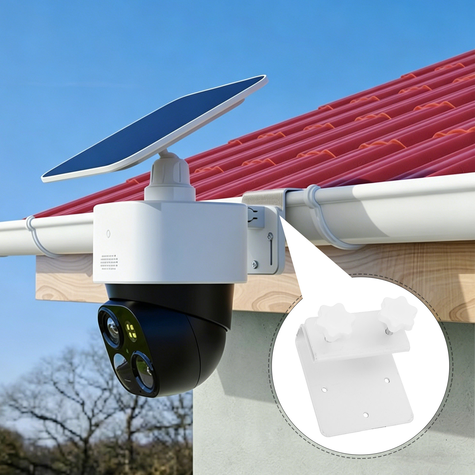 Home Yard Security Cameras - ขายึดกล้องวงจรปิดแบบติดตั้งบนรางน้ำ สำหรับกล้องรักษาความปลอดภัยภายนอกอาคาร ติดตั้งได้มั่นคง ไม่สั่นคลอน เหมาะสำหรับบ้าน ทางรถวิ่ง