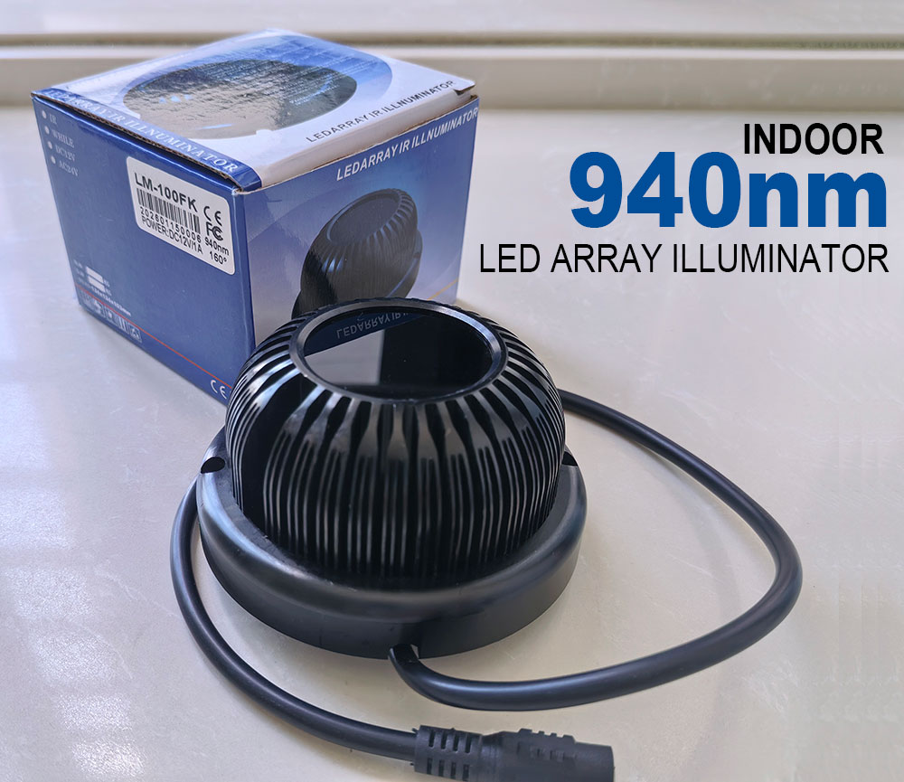 Home Security Lights - ไฟอินฟราเรดแบบซ่อนตัวสีดำสำหรับใช้งานในอาคาร 940nm อินฟราเรด 160 องศา 10W