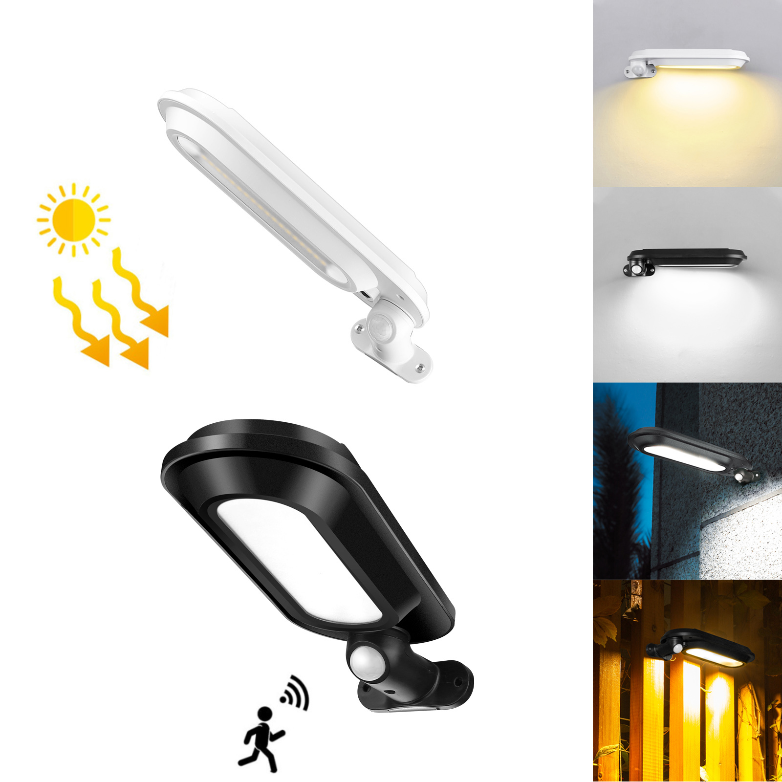 Home Security Yard Sensors - Rotatable พลังงานแสงอาทิตย์ LED โคมไฟติดผนัง PIR Motion