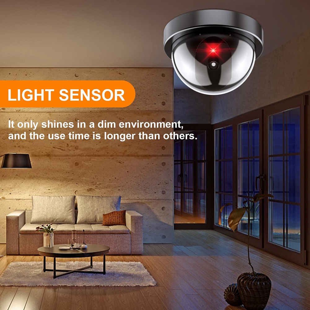 Home Security Lights - กล้องรักษาความปลอดภัยจำลอง A55T, กล้องปลอมพร้อมไฟ LED สีแดง, ระบบเฝ้าระวังไร้สายที่สมจริงสำหรับบ้านและนอกบ้าน