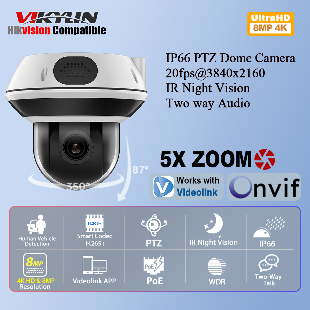 วิกิลิน 8MP โดม PTZ 5X ซูมอินฟ - Home Security Online บทวิจารณ์และราคา