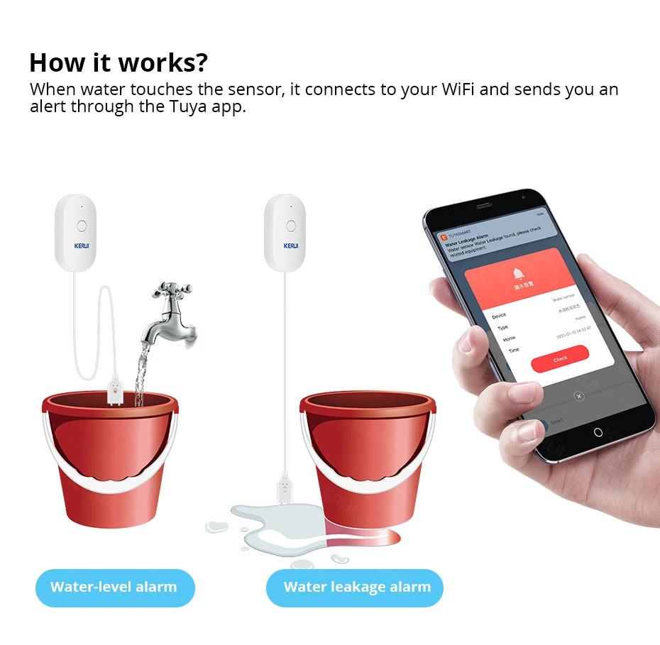 KERUI WiFi Water Sensor สมาร์ท - Home Security Kitchener บทวิจารณ์และราคา